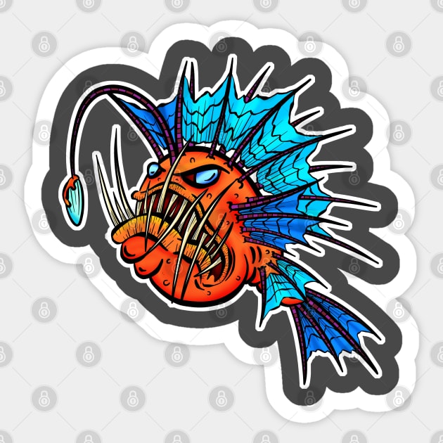 Angry Anglerfish Deep Sea Horror! Sticker by Squeeb Creative